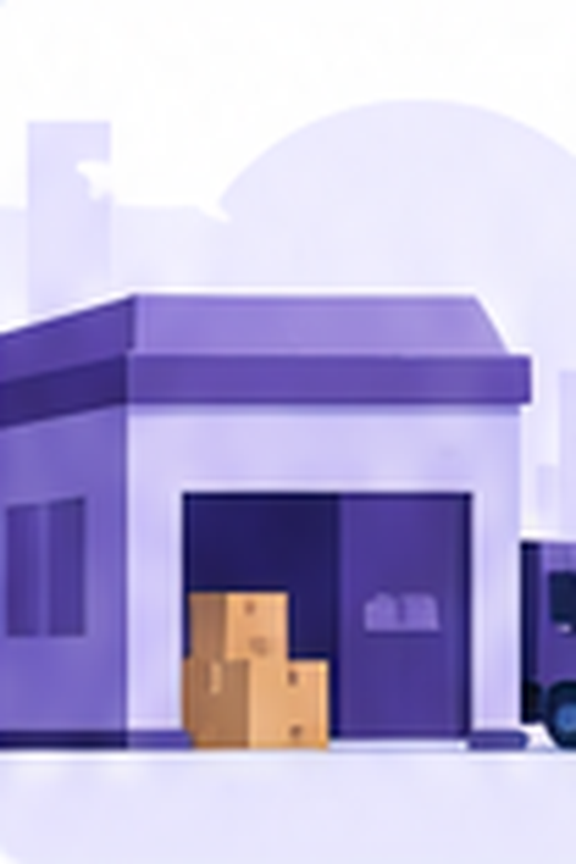 A small business warehouse with a delivery van