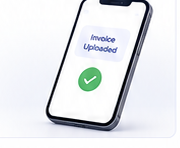 Mobile phone confirming an invoice has been uploaded successfully